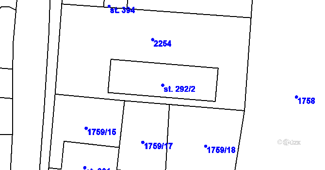 Parcela st. 292/2 v KÚ Rasošky, Katastrální mapa