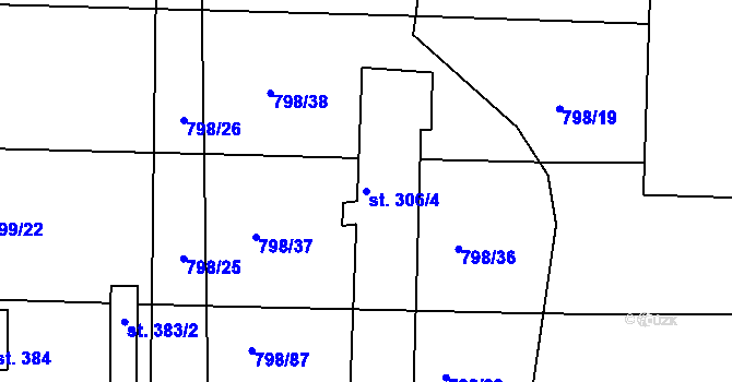 Parcela st. 306/4 v KÚ Rasošky, Katastrální mapa