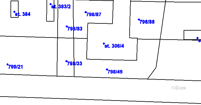 Parcela st. 306/6 v KÚ Rasošky, Katastrální mapa