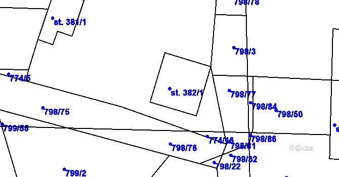 Parcela st. 382/1 v KÚ Rasošky, Katastrální mapa