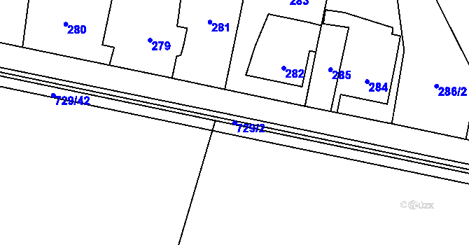 Parcela st. 729/2 v KÚ Rasošky, Katastrální mapa