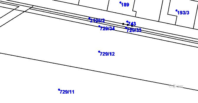 Parcela st. 729/12 v KÚ Rasošky, Katastrální mapa