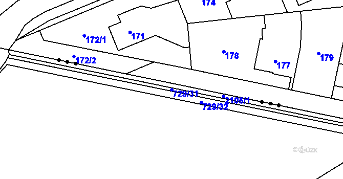 Parcela st. 729/31 v KÚ Rasošky, Katastrální mapa