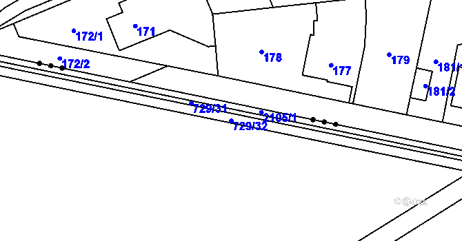 Parcela st. 729/32 v KÚ Rasošky, Katastrální mapa