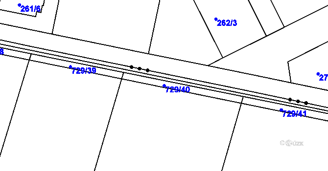 Parcela st. 729/40 v KÚ Rasošky, Katastrální mapa