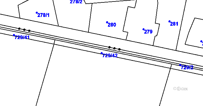 Parcela st. 729/42 v KÚ Rasošky, Katastrální mapa