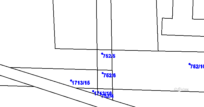 Parcela st. 752/5 v KÚ Rasošky, Katastrální mapa