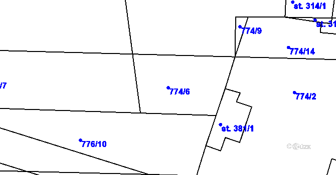 Parcela st. 774/6 v KÚ Rasošky, Katastrální mapa