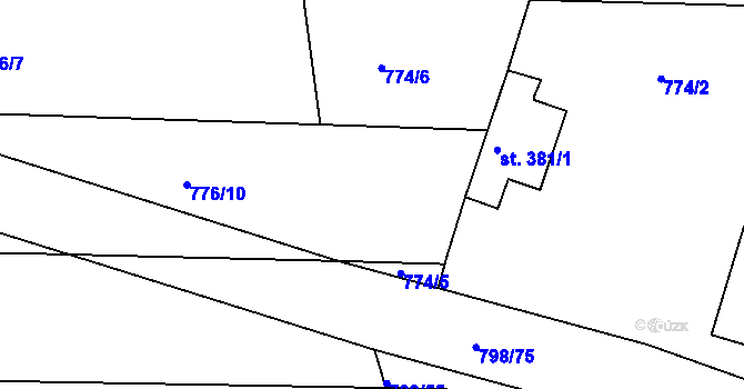 Parcela st. 774/7 v KÚ Rasošky, Katastrální mapa