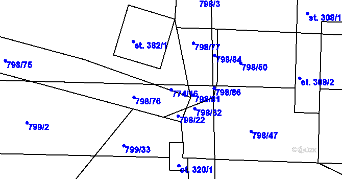 Parcela st. 774/16 v KÚ Rasošky, Katastrální mapa