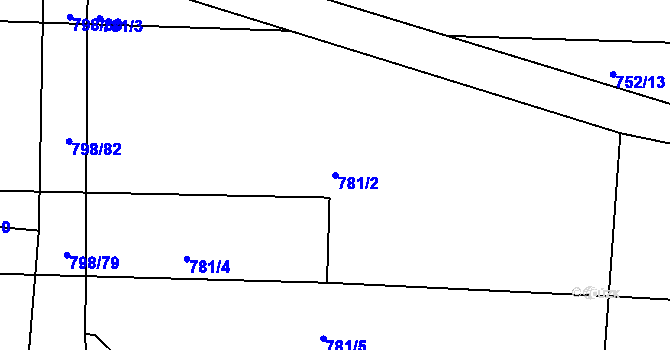 Parcela st. 781/2 v KÚ Rasošky, Katastrální mapa