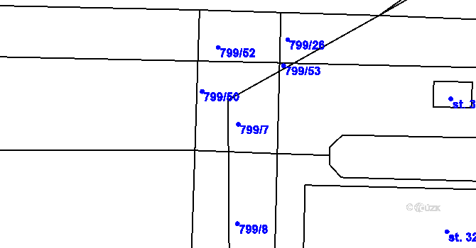 Parcela st. 799/7 v KÚ Rasošky, Katastrální mapa