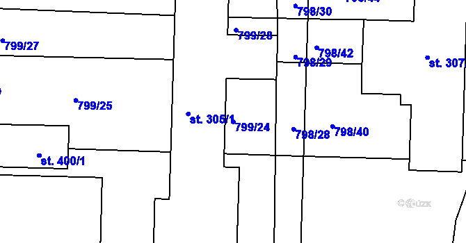 Parcela st. 799/24 v KÚ Rasošky, Katastrální mapa