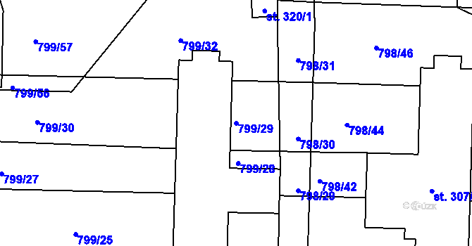 Parcela st. 799/29 v KÚ Rasošky, Katastrální mapa