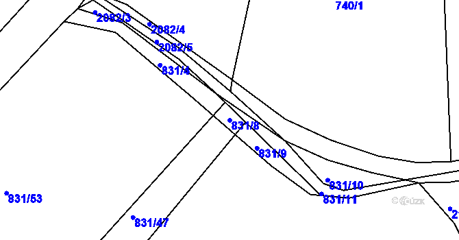 Parcela st. 831/8 v KÚ Rasošky, Katastrální mapa