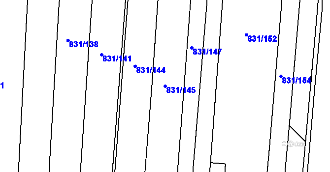 Parcela st. 831/145 v KÚ Rasošky, Katastrální mapa