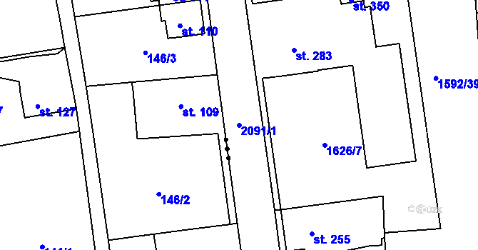 Parcela st. 2091/1 v KÚ Rasošky, Katastrální mapa