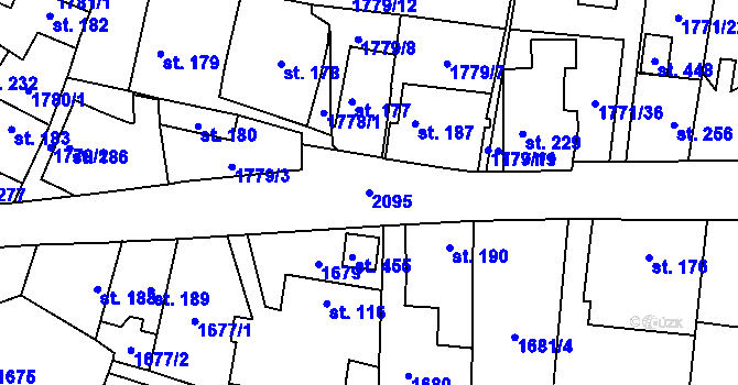 Parcela st. 2095 v KÚ Rasošky, Katastrální mapa