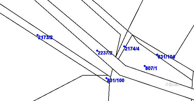 Parcela st. 2237/2 v KÚ Rasošky, Katastrální mapa