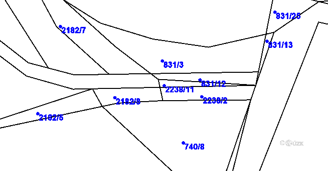 Parcela st. 2238/11 v KÚ Rasošky, Katastrální mapa