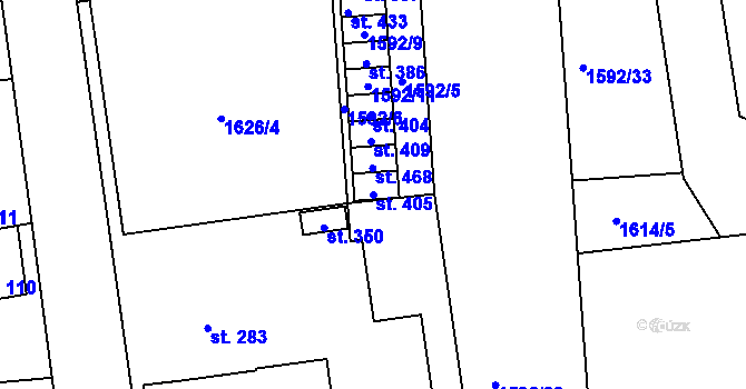 Parcela st. 405 v KÚ Rasošky, Katastrální mapa