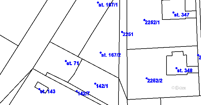 Parcela st. 167/2 v KÚ Rasošky, Katastrální mapa