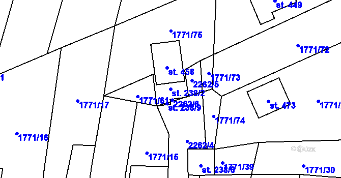 Parcela st. 238/2 v KÚ Rasošky, Katastrální mapa