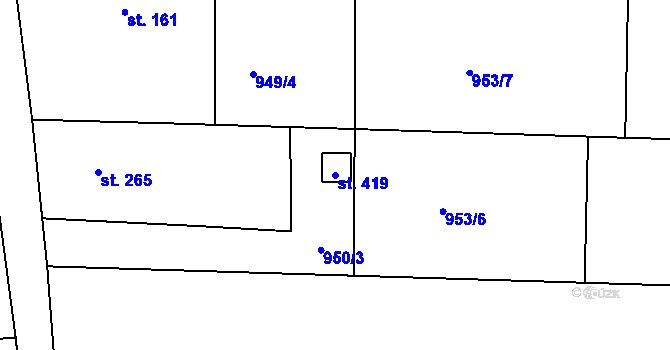Parcela st. 419 v KÚ Rasošky, Katastrální mapa