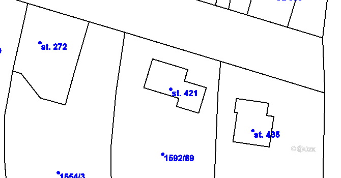 Parcela st. 421 v KÚ Rasošky, Katastrální mapa