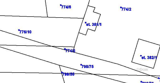 Parcela st. 774/20 v KÚ Rasošky, Katastrální mapa