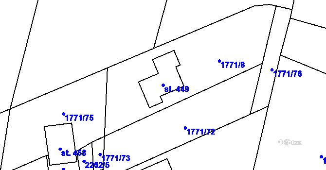 Parcela st. 449 v KÚ Rasošky, Katastrální mapa