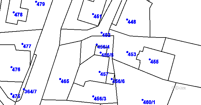 Parcela st. 456/5 v KÚ Raspenava, Katastrální mapa