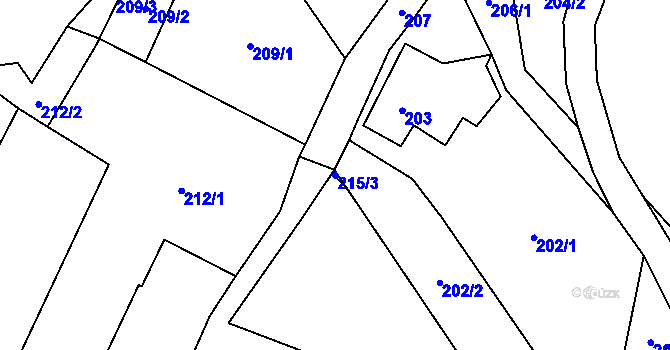 Parcela st. 215/3 v KÚ Raspenava, Katastrální mapa