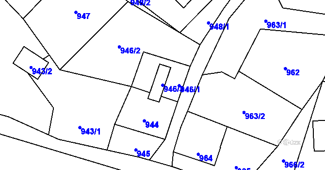 Parcela st. 946/3 v KÚ Raspenava, Katastrální mapa