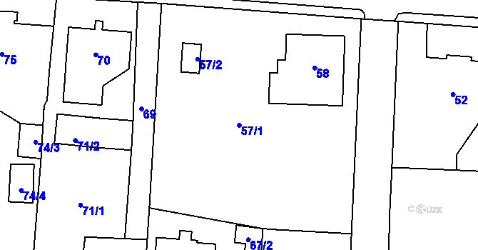 Parcela st. 57/1 v KÚ Raspenava, Katastrální mapa
