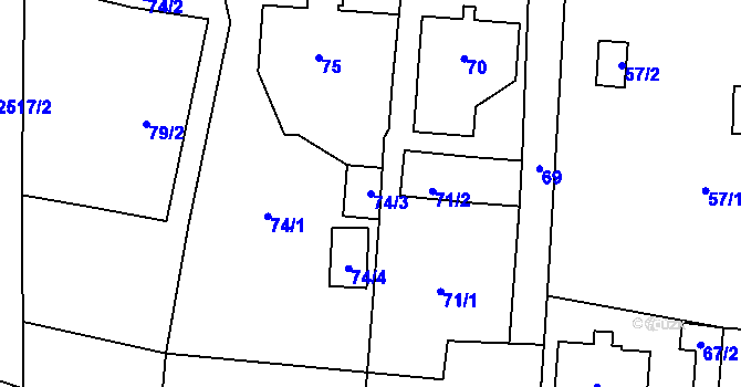Parcela st. 74/3 v KÚ Raspenava, Katastrální mapa