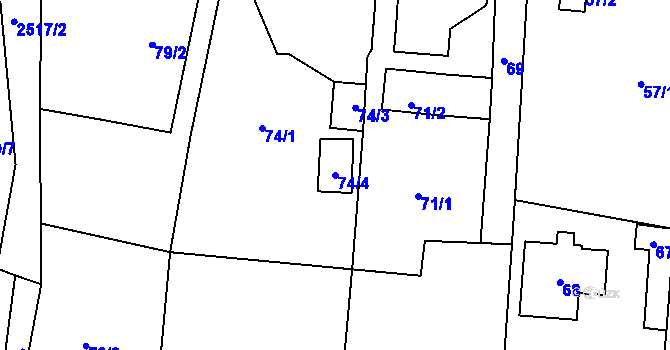 Parcela st. 74/4 v KÚ Raspenava, Katastrální mapa
