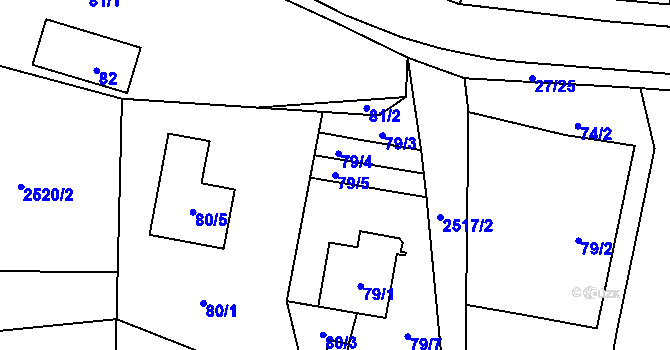 Parcela st. 79/5 v KÚ Raspenava, Katastrální mapa