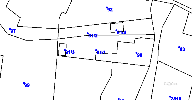 Parcela st. 91/1 v KÚ Raspenava, Katastrální mapa