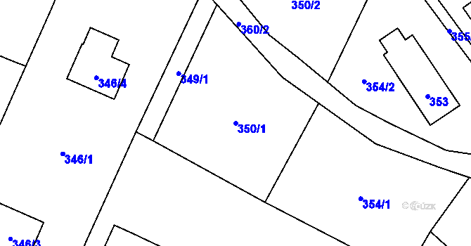 Parcela st. 350/1 v KÚ Raspenava, Katastrální mapa