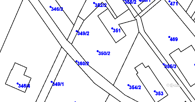 Parcela st. 350/2 v KÚ Raspenava, Katastrální mapa