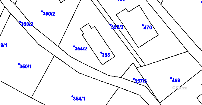 Parcela st. 353 v KÚ Raspenava, Katastrální mapa
