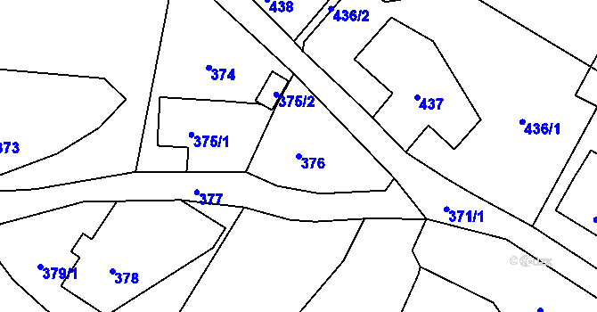 Parcela st. 376 v KÚ Raspenava, Katastrální mapa