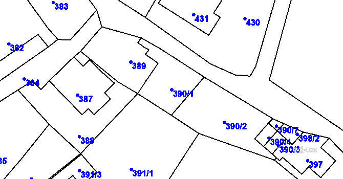 Parcela st. 390/1 v KÚ Raspenava, Katastrální mapa