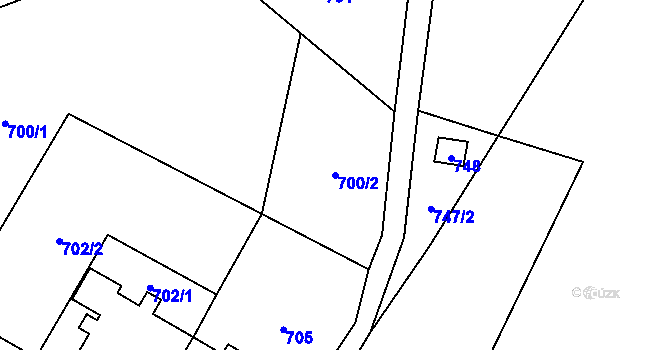 Parcela st. 700/2 v KÚ Raspenava, Katastrální mapa