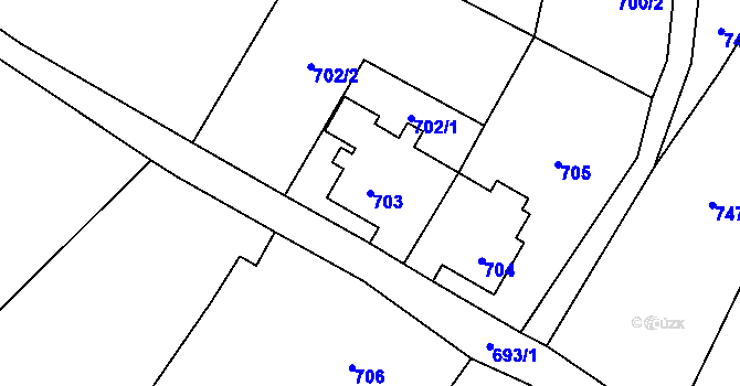 Parcela st. 703 v KÚ Raspenava, Katastrální mapa