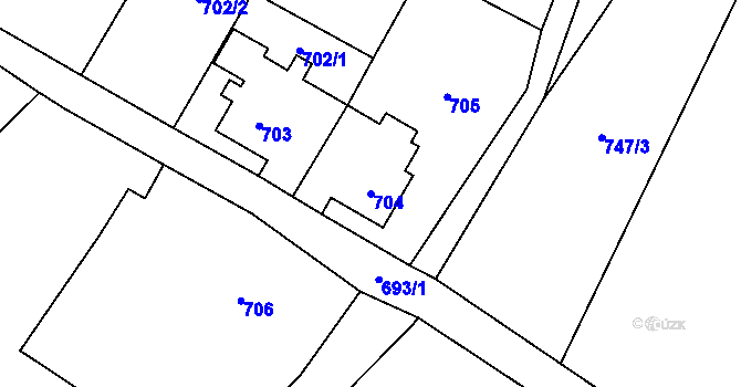 Parcela st. 704 v KÚ Raspenava, Katastrální mapa