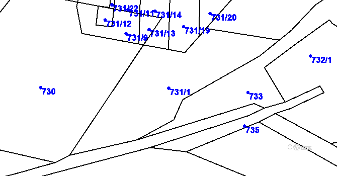 Parcela st. 731/1 v KÚ Raspenava, Katastrální mapa