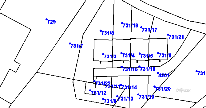 Parcela st. 731/3 v KÚ Raspenava, Katastrální mapa