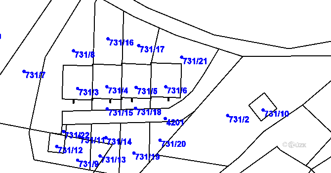 Parcela st. 731/6 v KÚ Raspenava, Katastrální mapa